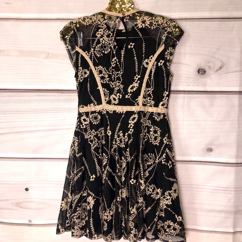 Free People Floral Crochet Mesh Cap-Sleeve Dress - Picture 2 of 8
